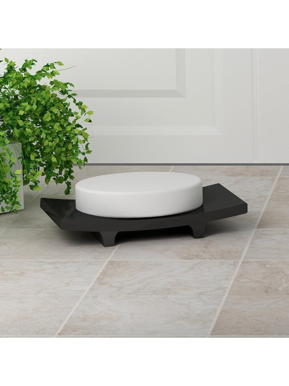 Nu Steel Loft Collection Black Metallic Resin Material Wide Profile Soap Dish